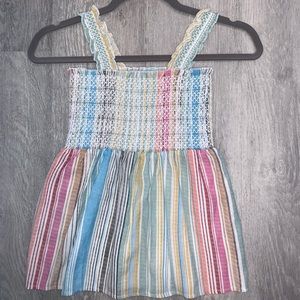 AQUA Rainbow Striped Smocked Top in XS🌈